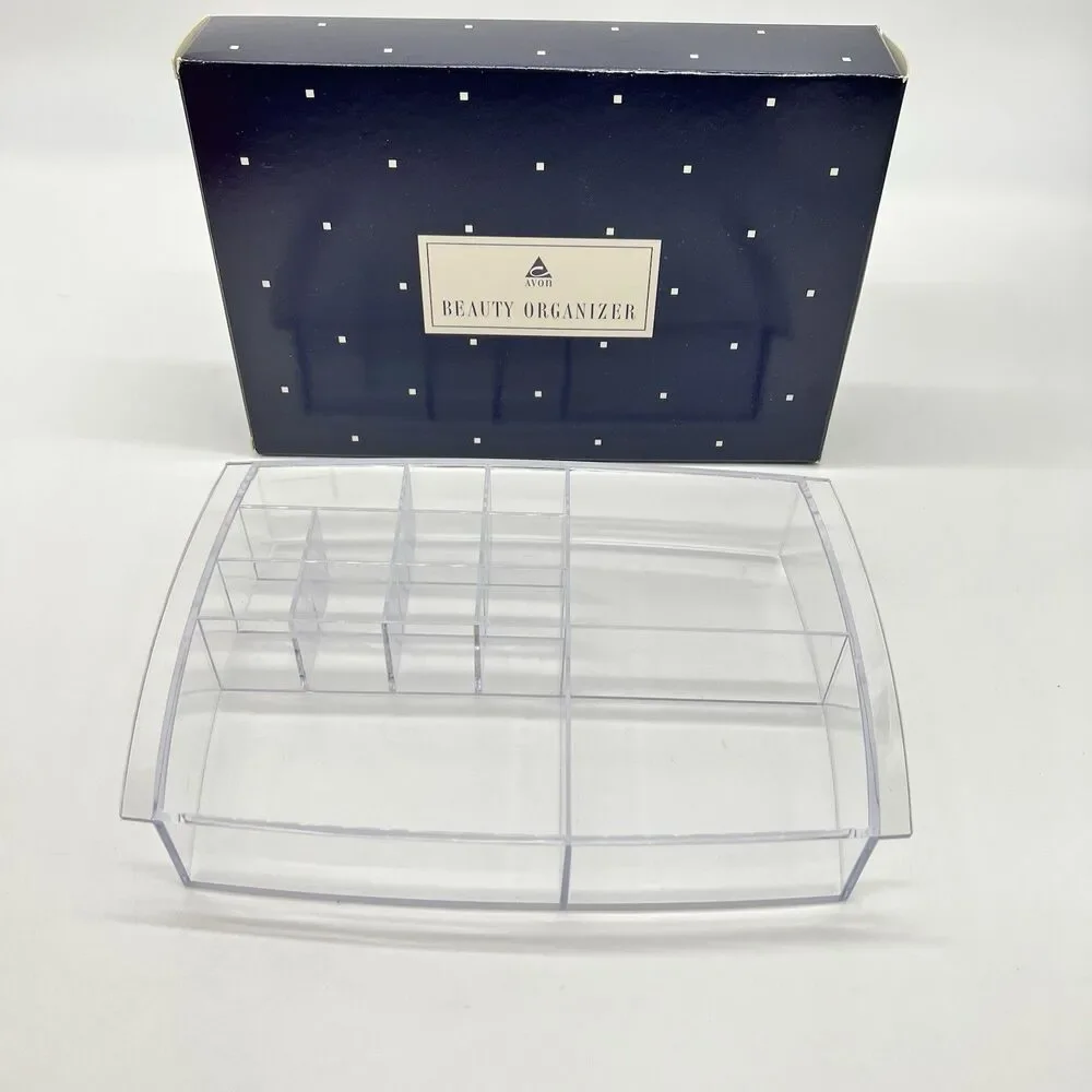Avon Beauty Organizer Clear Lucite Tray w/Assorted Sized Compartments 10